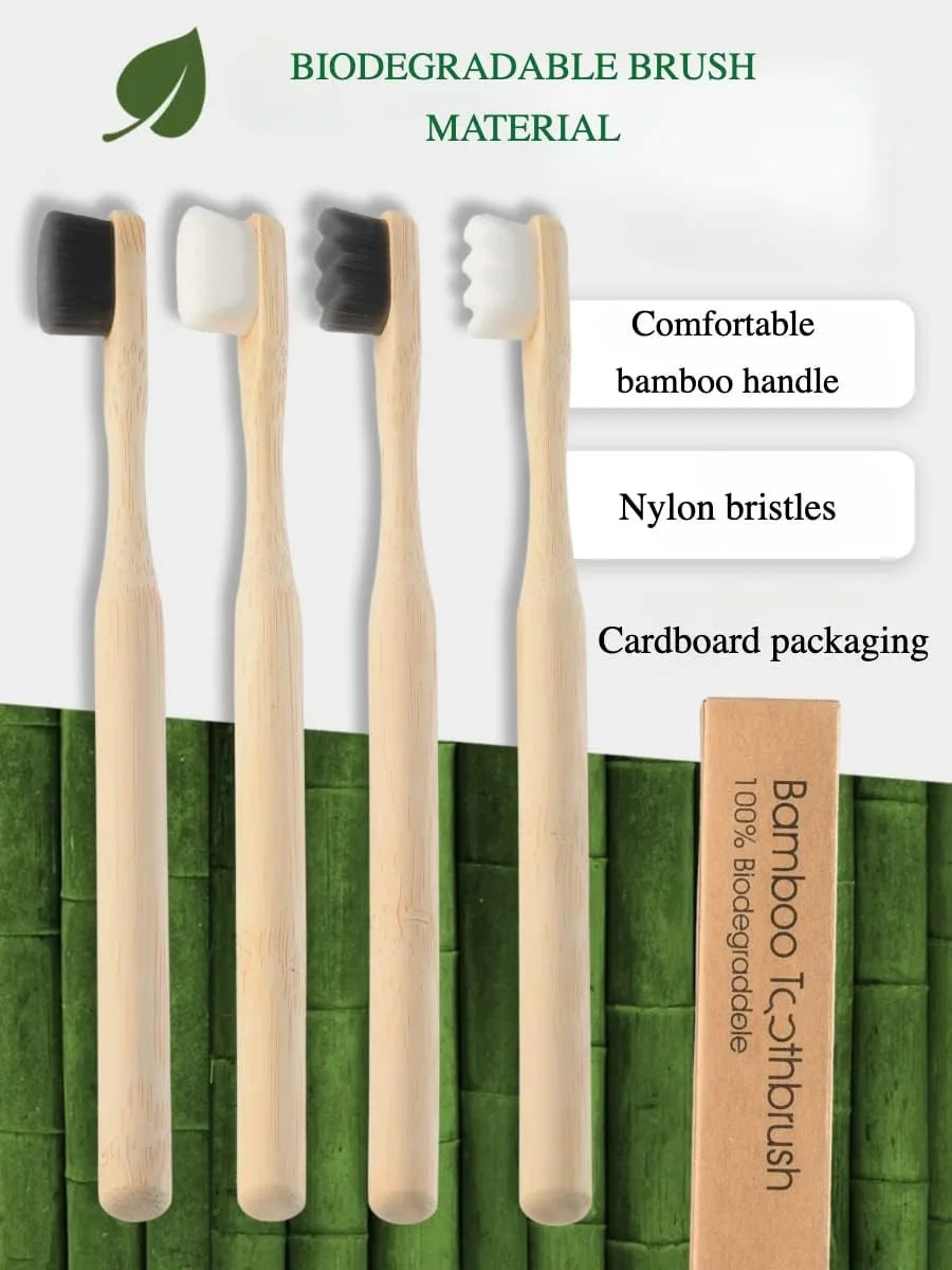 4Pcs Bamboo Toothbrush Biodegradable 20000 Extra Soft Natural Bristle Toothbrush,Toothbrushes for Sensitive Teeth Gum Recession