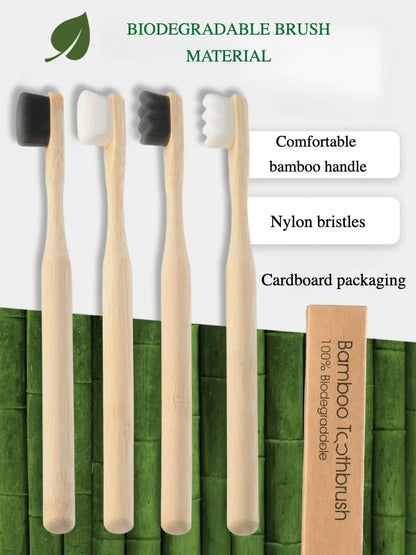 4Pcs Bamboo Toothbrush Biodegradable 20000 Extra Soft Natural Bristle Toothbrush,Toothbrushes for Sensitive Teeth Gum Recession