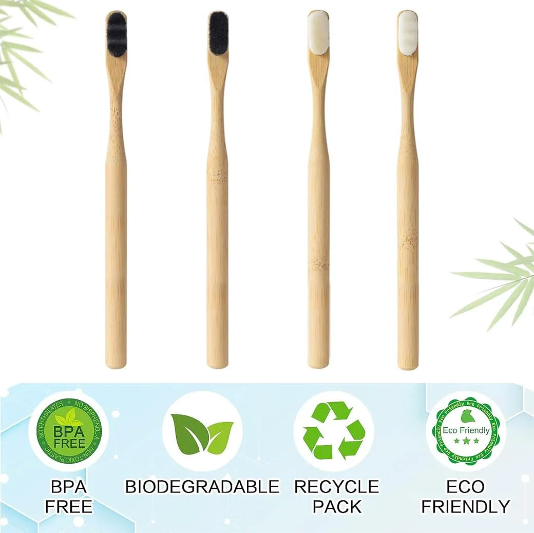 4Pcs Bamboo Toothbrush Biodegradable 20000 Extra Soft Natural Bristle Toothbrush,Toothbrushes for Sensitive Teeth Gum Recession